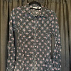 Wrangler, size small, black with pink, purple, and green design.